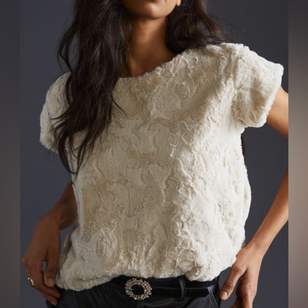 Anthropologie Cream Textured Blouse